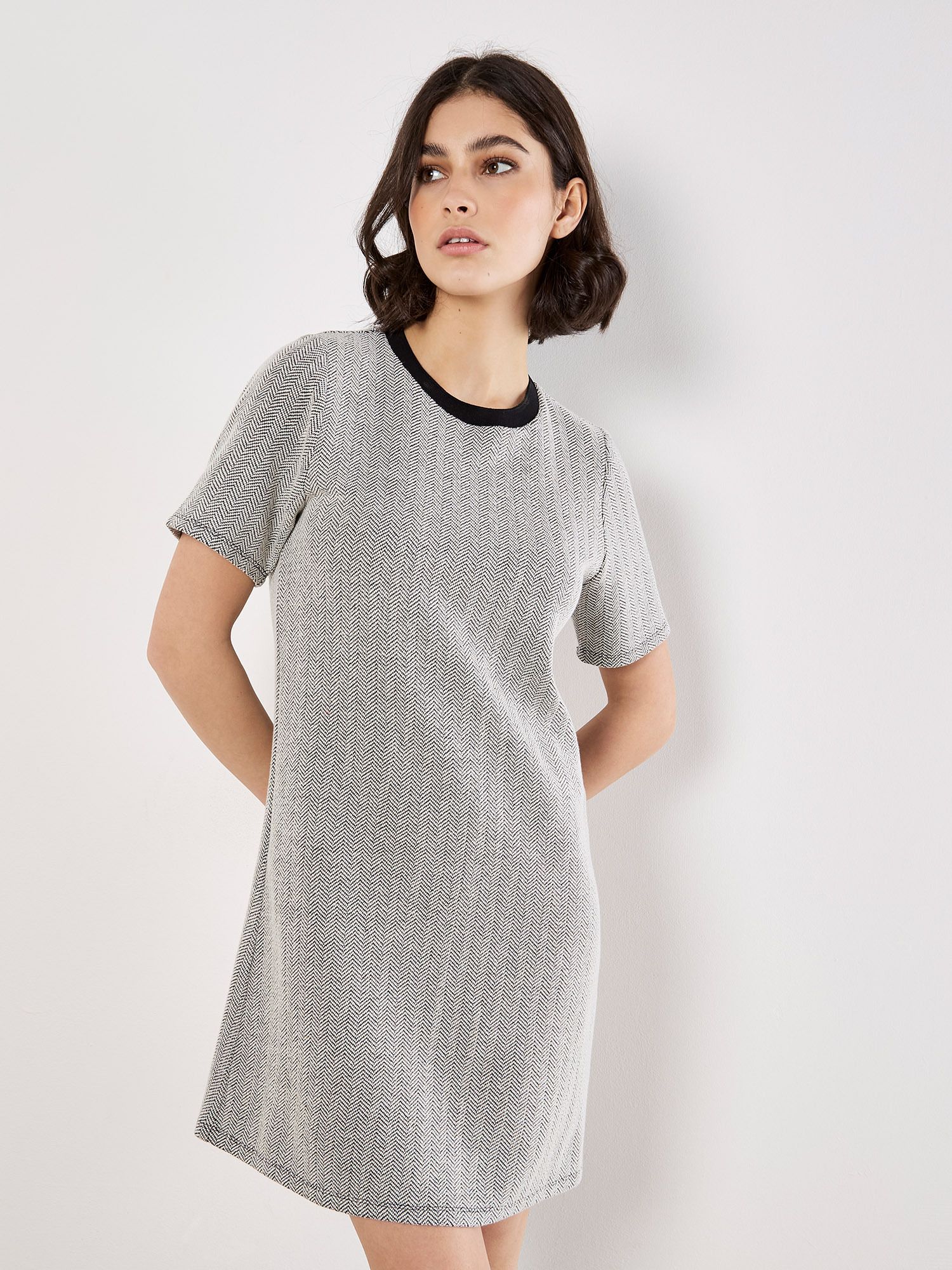 Apricot Chevron T-Shirt Mini Dress