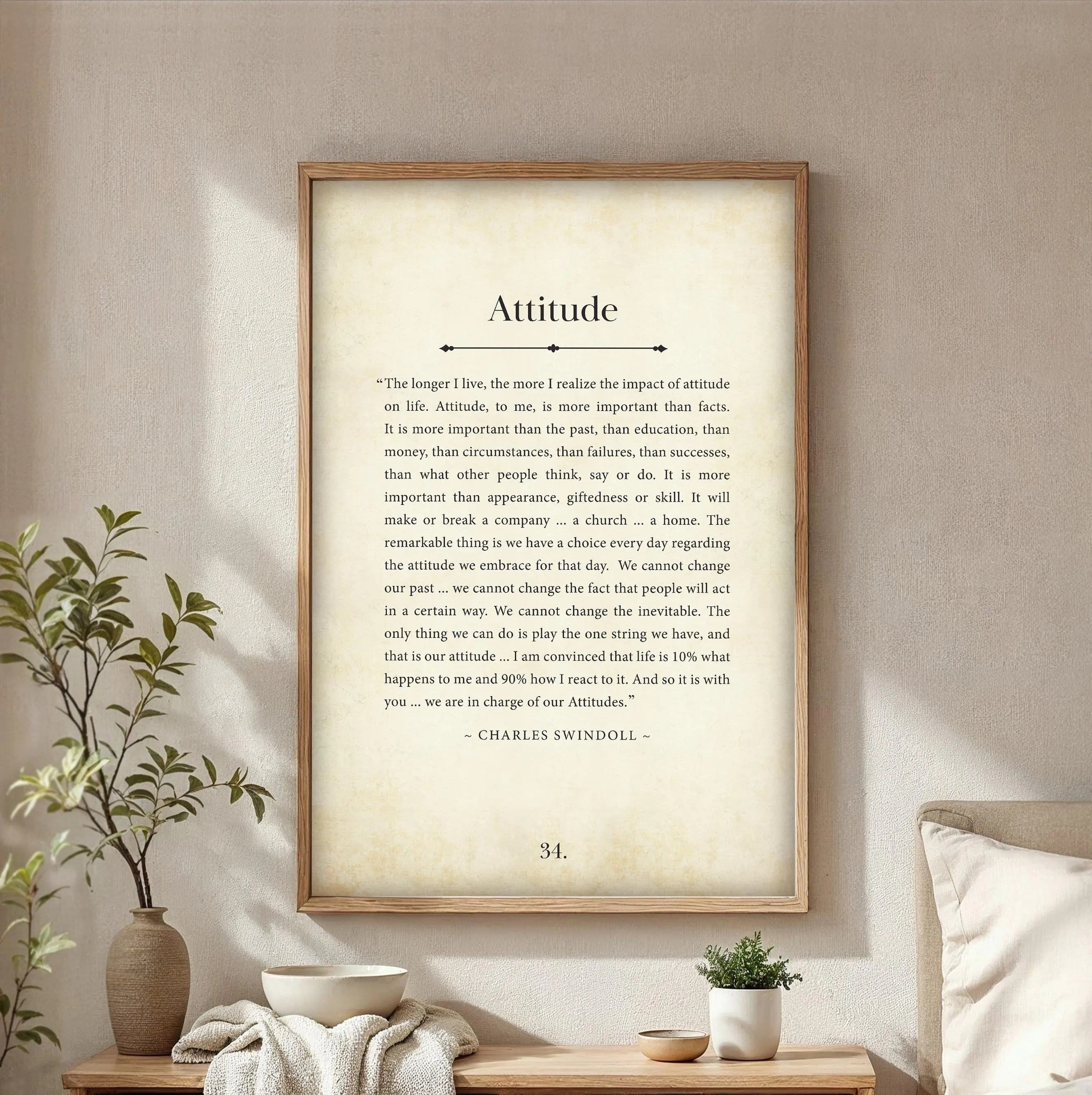 Attitude Quote Print | Charles Swindoll Poster | Inspirational Wall Art | Motivational Home & Office Decor