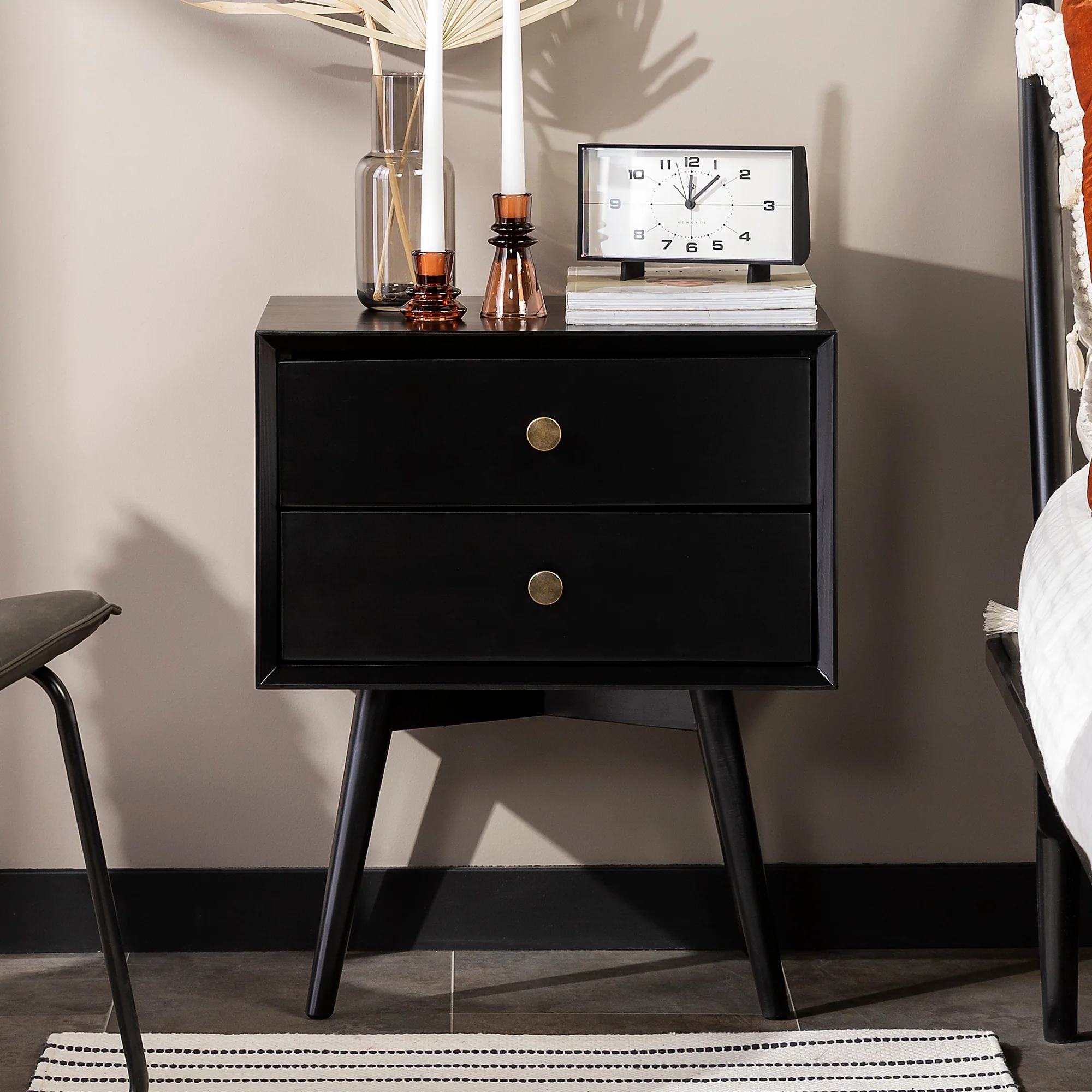 Middlebrook Mid-Century Modern Solid Wood 2-Drawer Nightstand