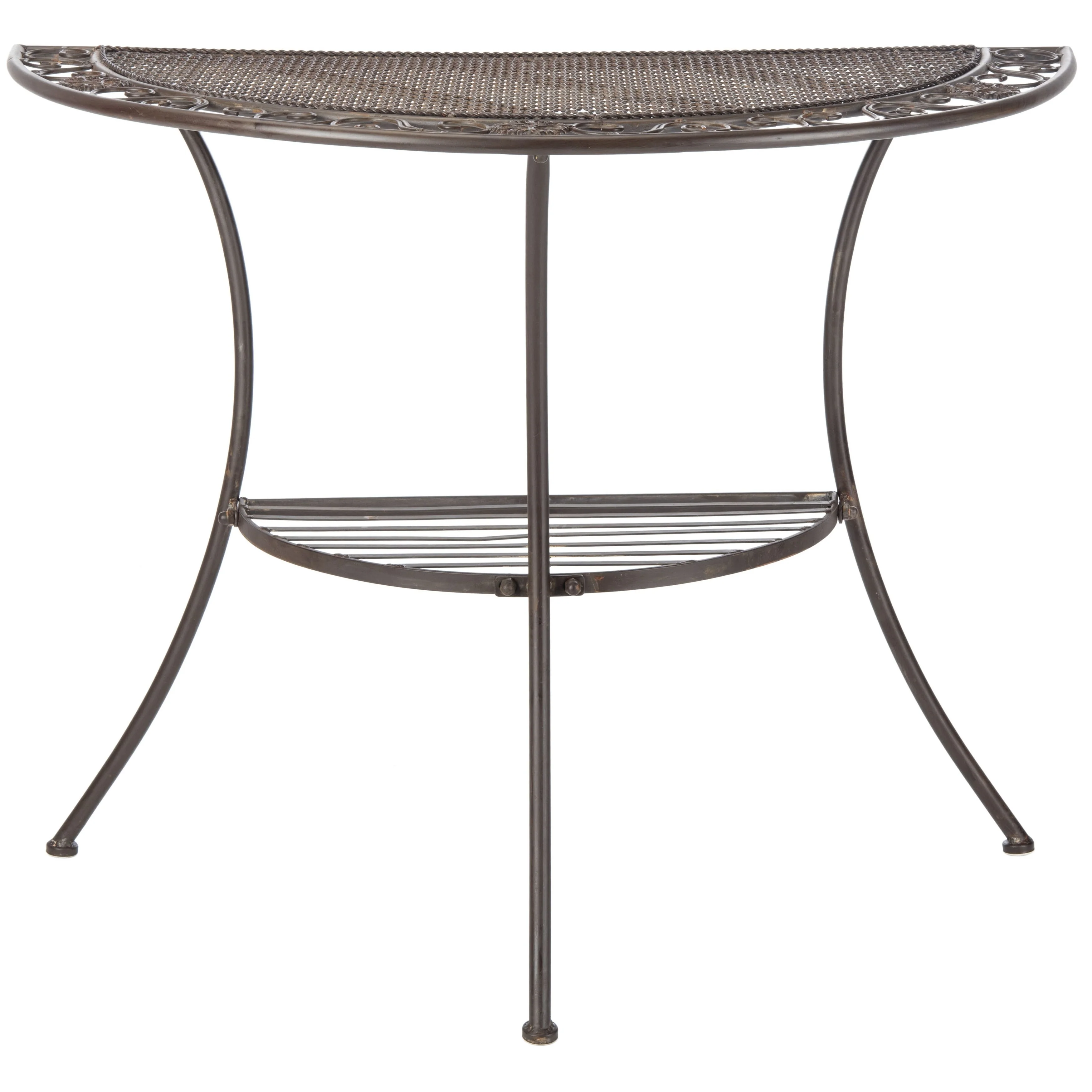 SAFAVIEH Outdoor Jaquelin Victorian Iron 2-Tier End Table - 39 W x 21 D x 32 H - 39Wx21Dx32H