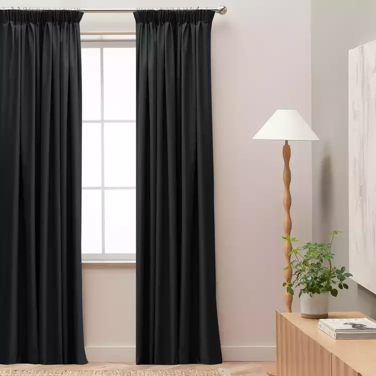 Habitat Blackout Pencil Pleat Curtains - Charcoal -117x137cm