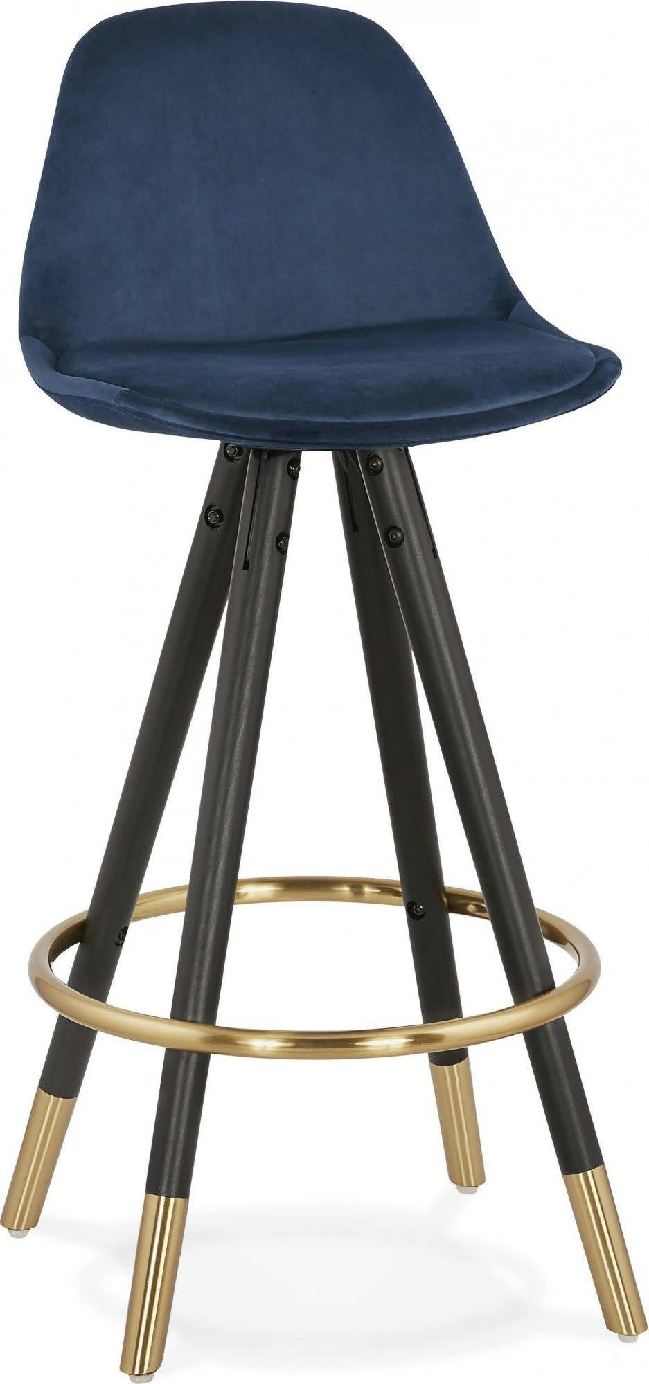 CARRY MINI - Tabouret de bar Tissu Bleu H. assise 65 cm rembourré