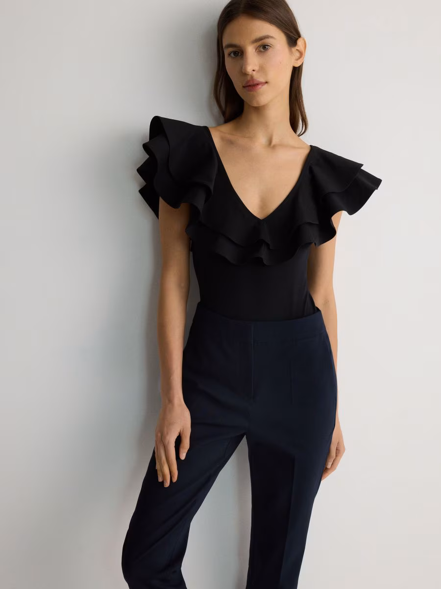 Cigarette Trousers With Pressed Crease