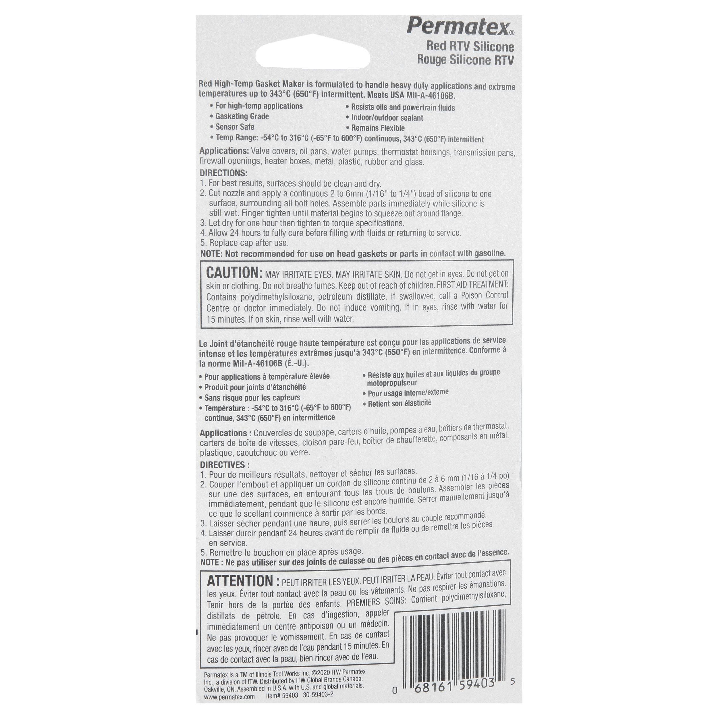 Permatex® Red High-Temperature RTV Gasket Maker