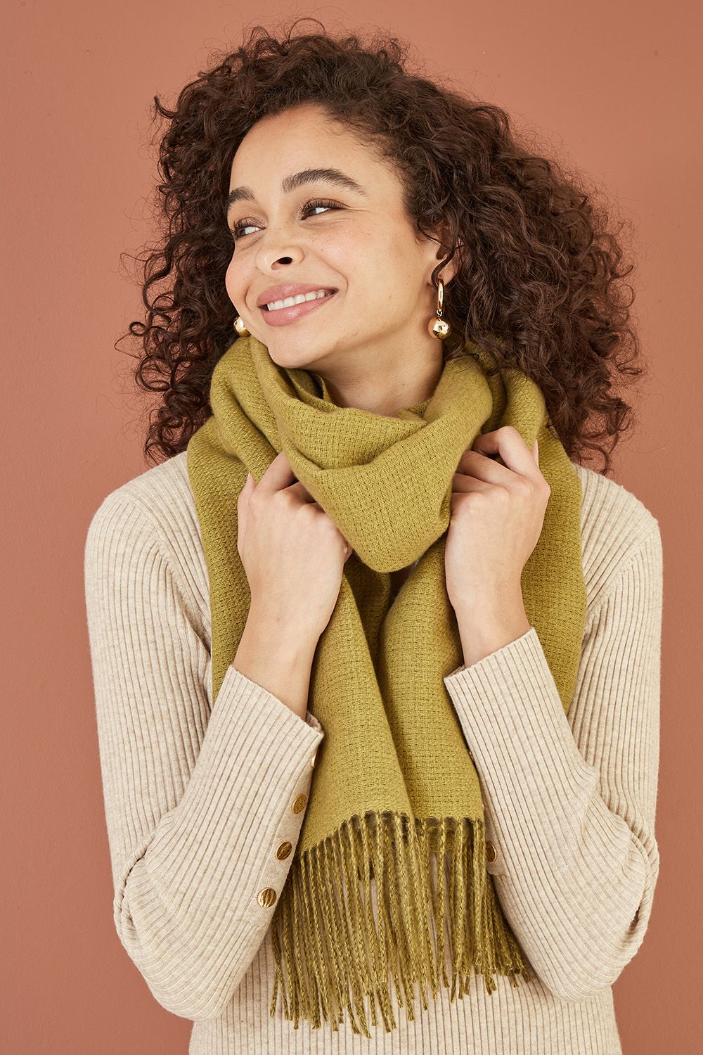 Yumi Green Two Tone Soft Scarf
