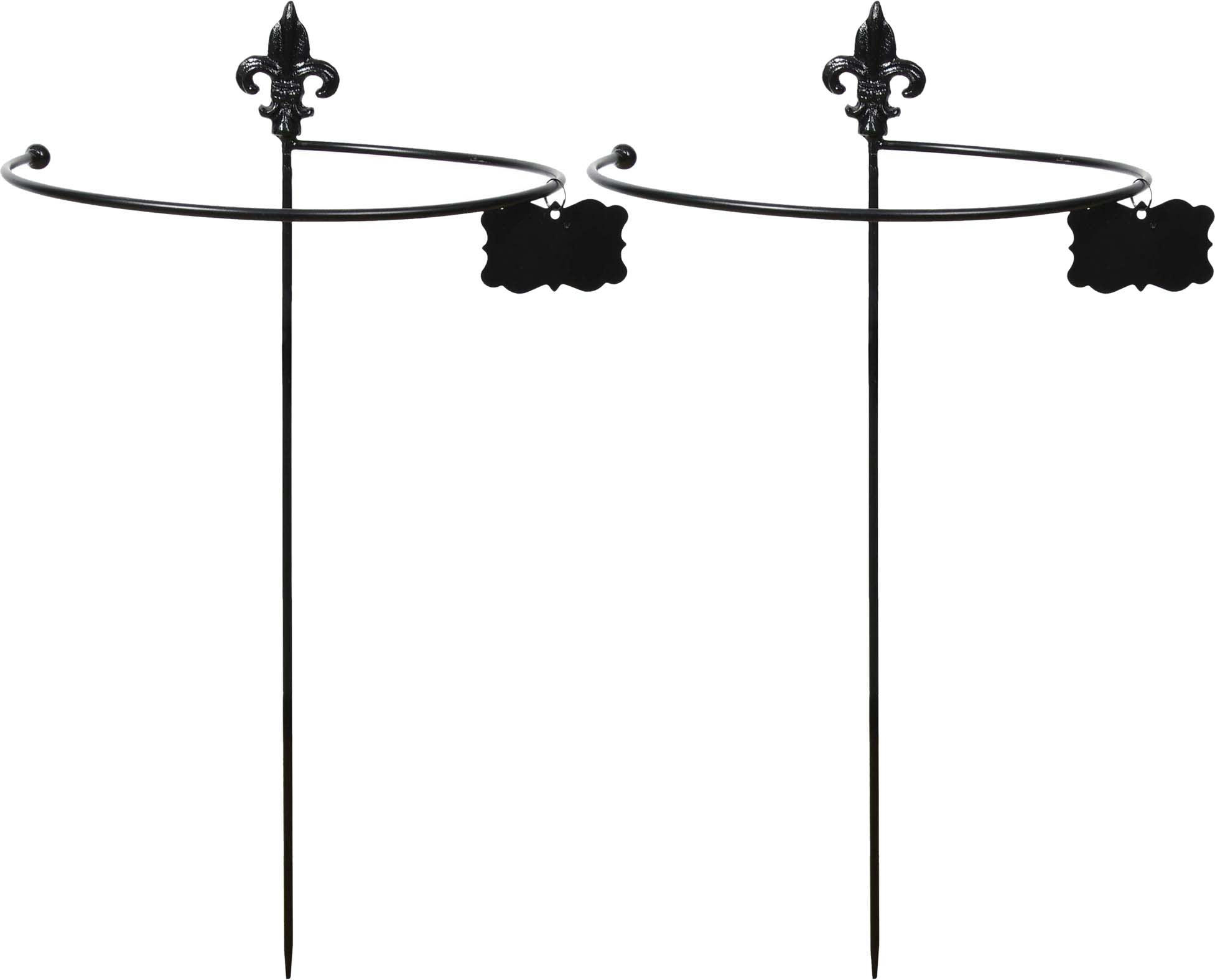 - Tuteur à plantes rond en acier fleurs de lys (lot de 2)