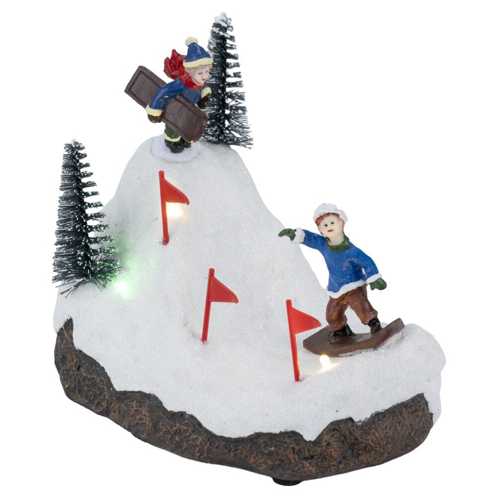 Village de No&euml;l scène luge 14x10xH12cm