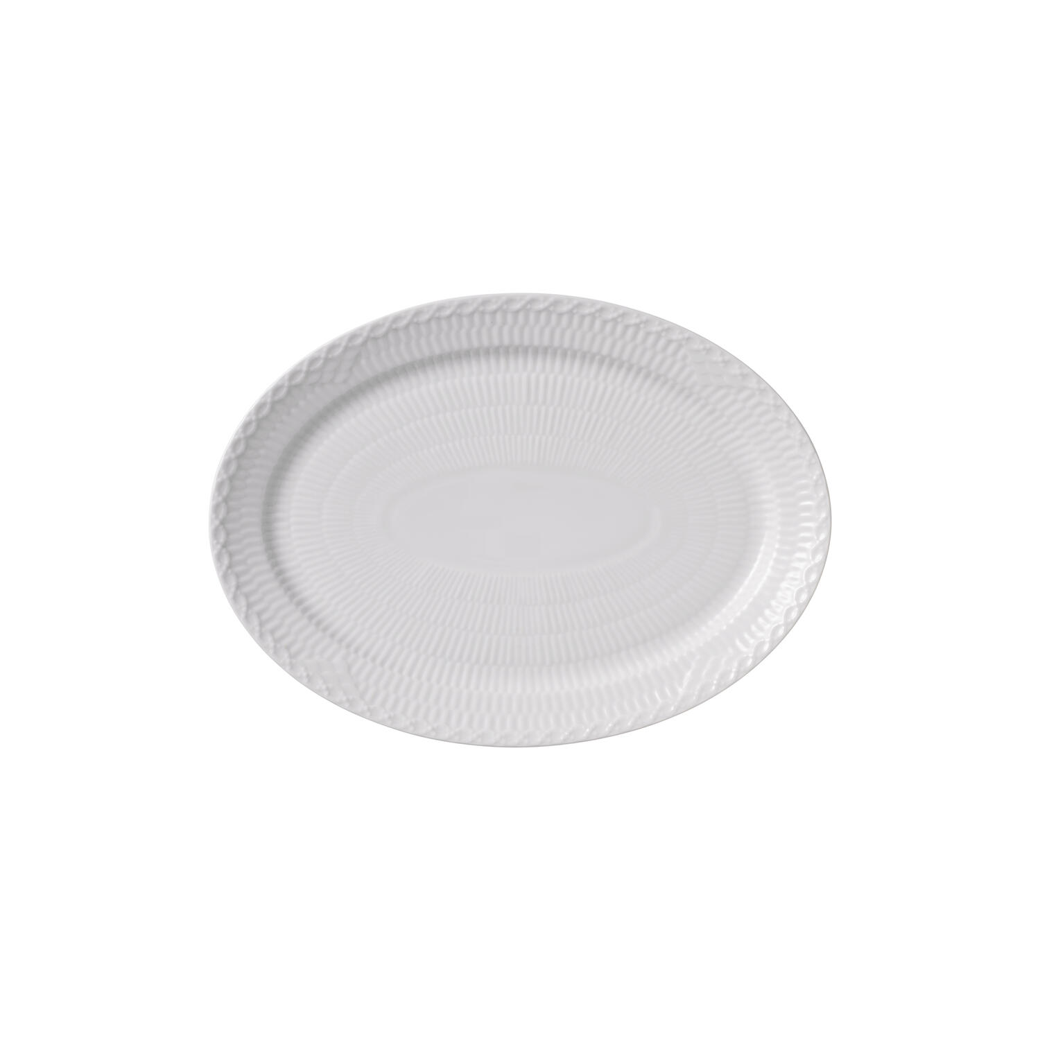 Hvid Halvblonde oval tallerken 28 cm