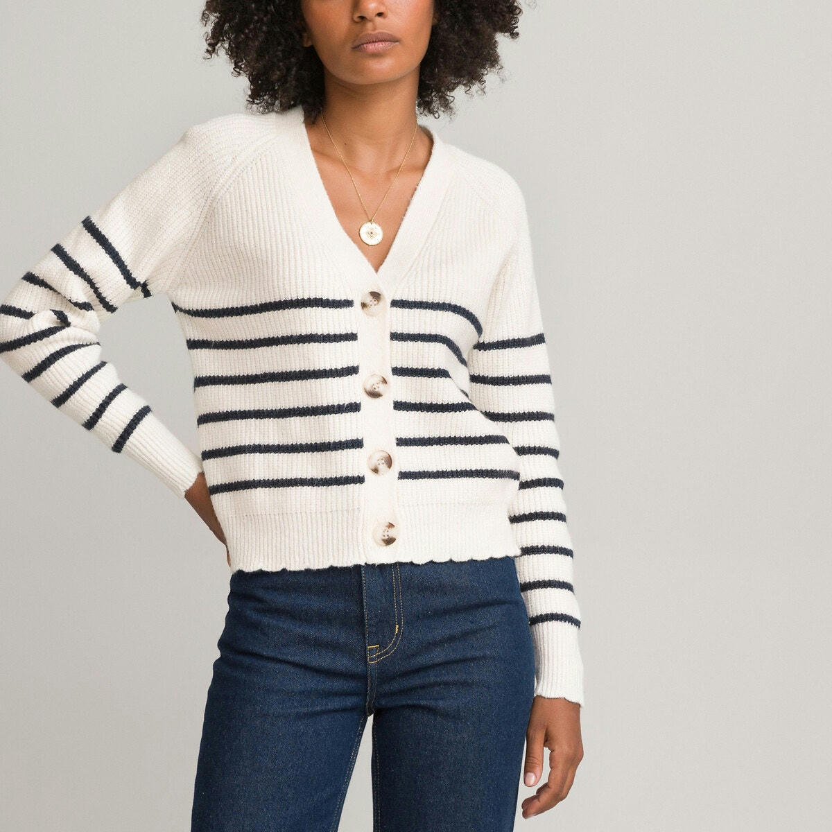 Gilet marinière boutonné