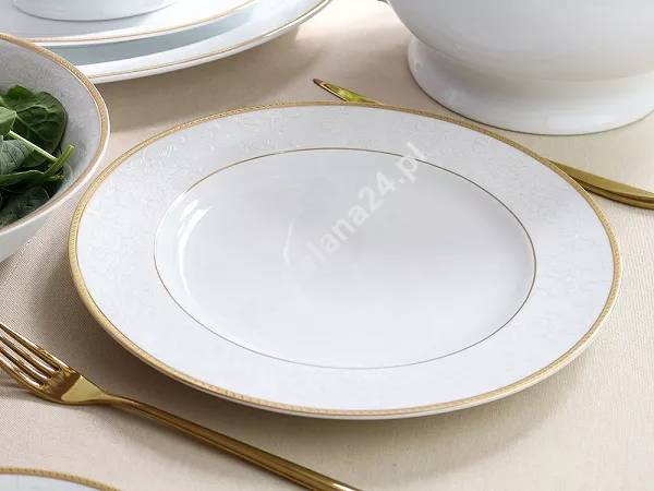 Serwis obiadowy na 12 osób (42 el.) Bogucice - New Hollis Gold 1133