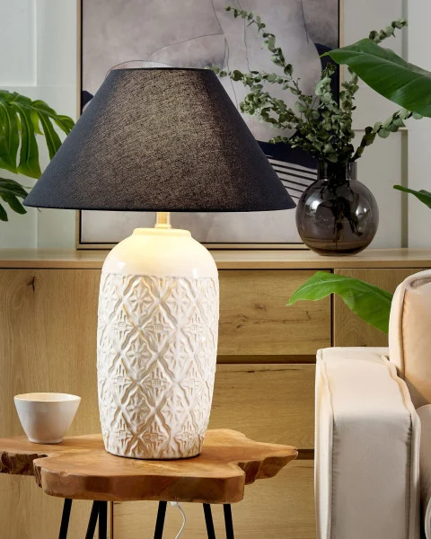 Lampa stołowa ceramiczna beżowa