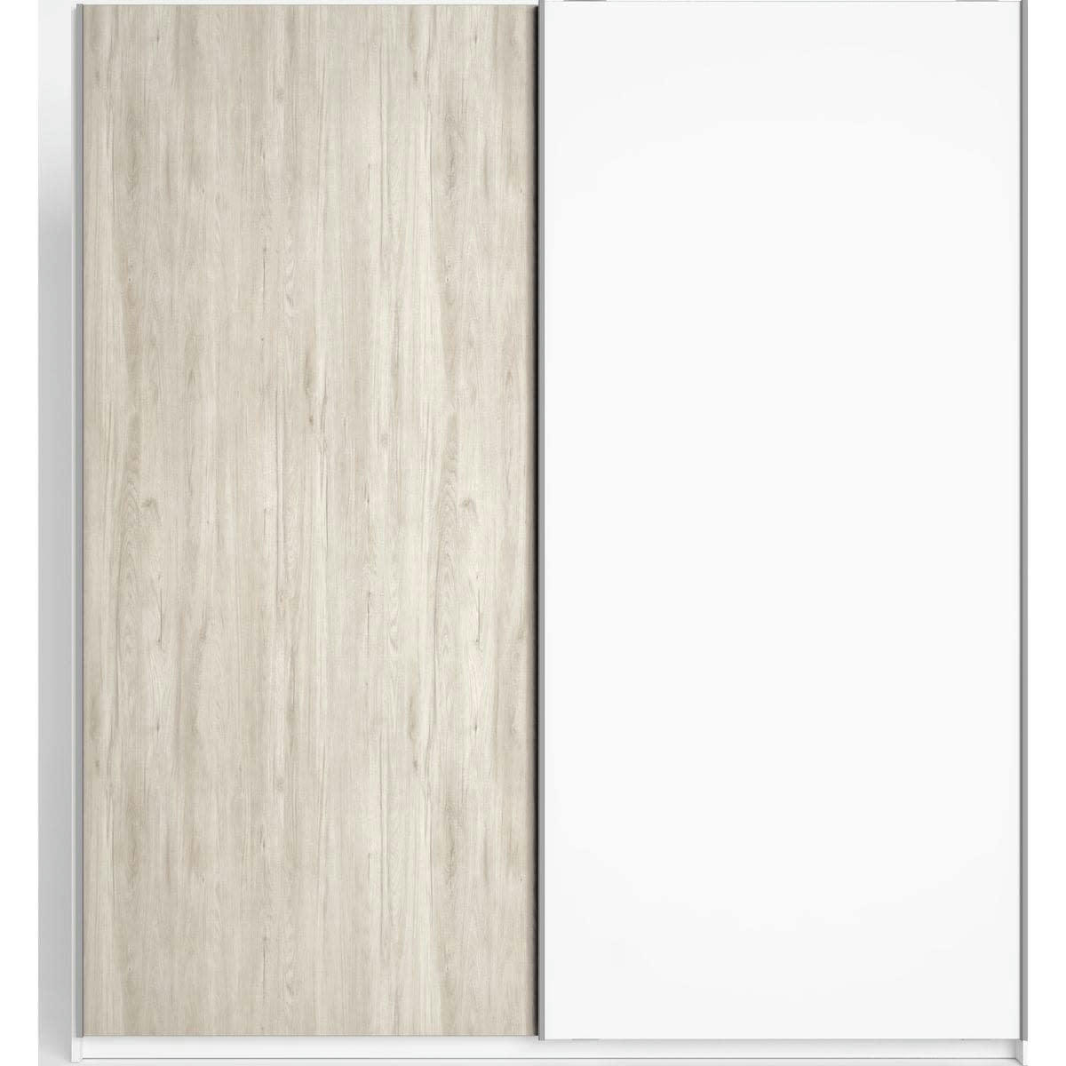 ARIZONA - Armoire 2 portes blanc et effet bois 182 cm