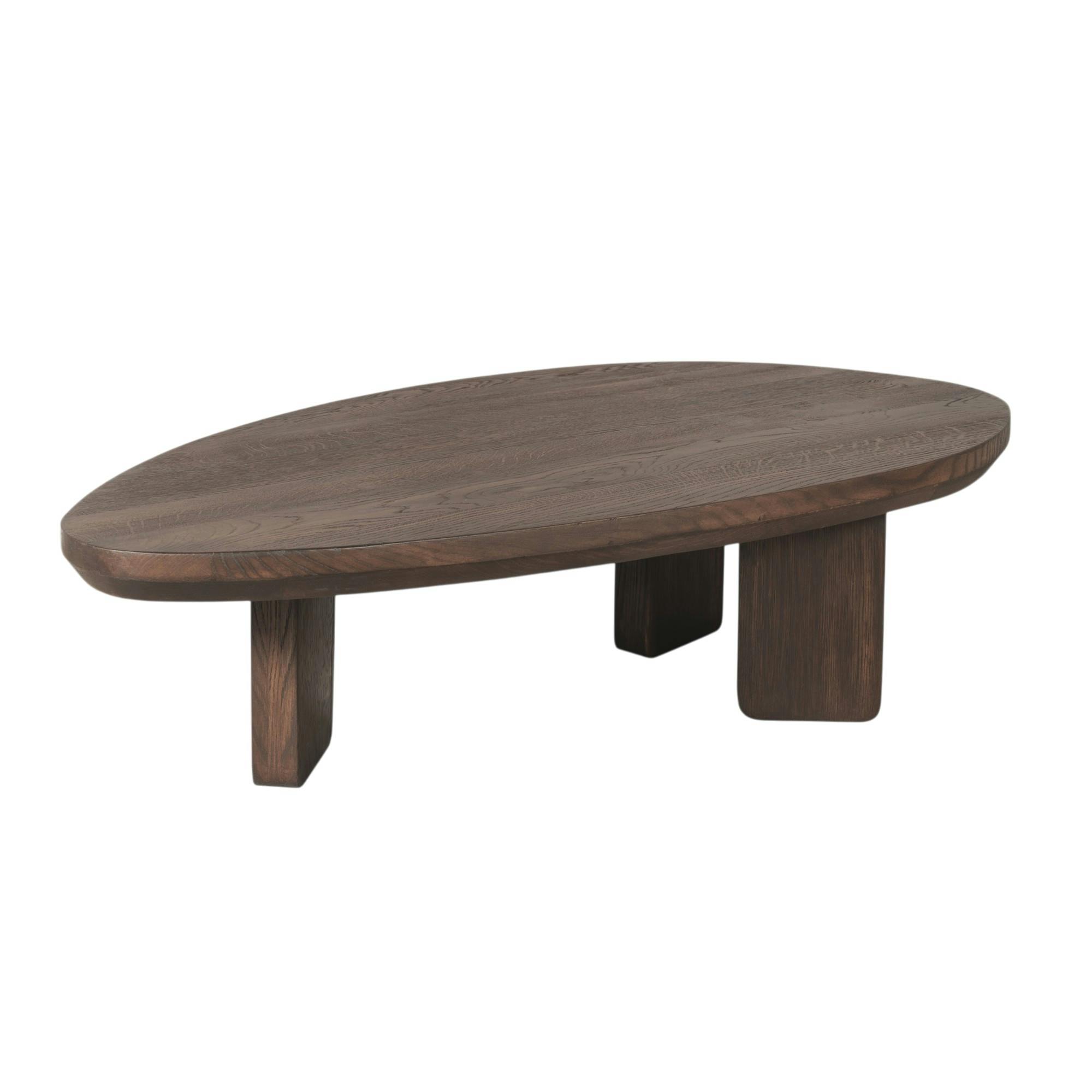 Table basse galet en bois foncé à pieds larges LEXTON
