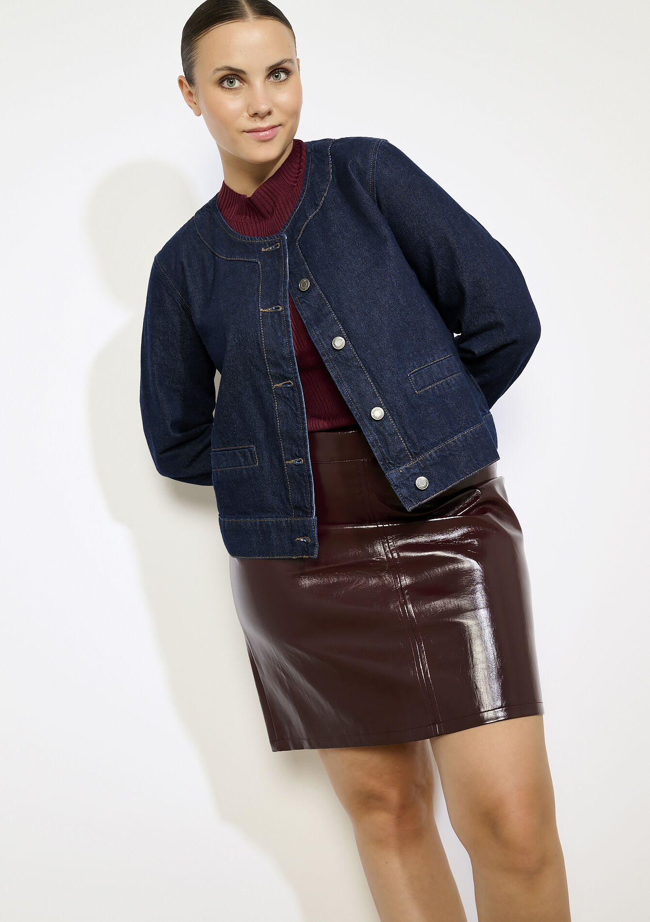 Denim jasje met structuur