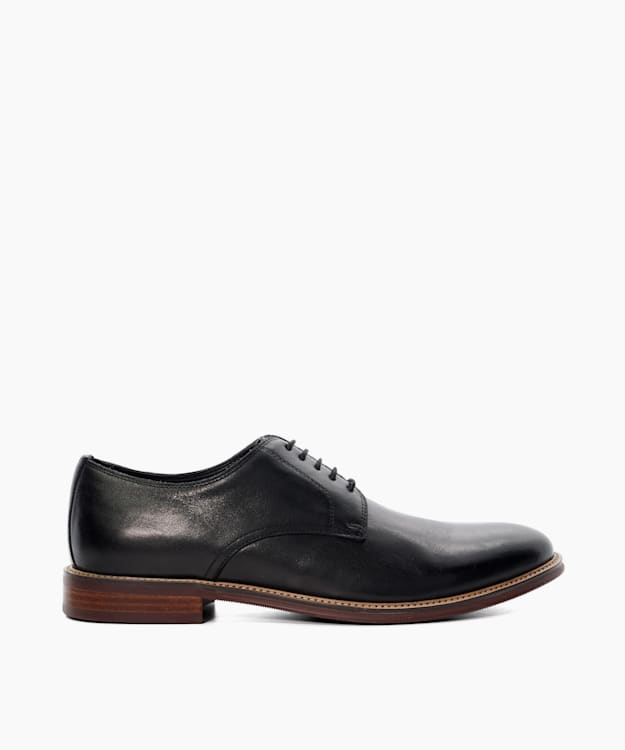 Stanleyy Black - Natural Wood Sole Gibson Shoes
