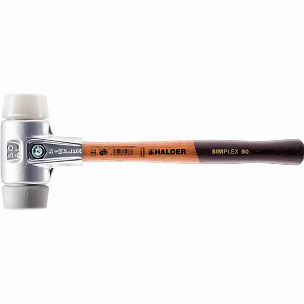 Maillet HALDER SIMPLEX 3137.060 TPE moyen et superplastique, boîtier aluminium, manche bois - D 60 mm