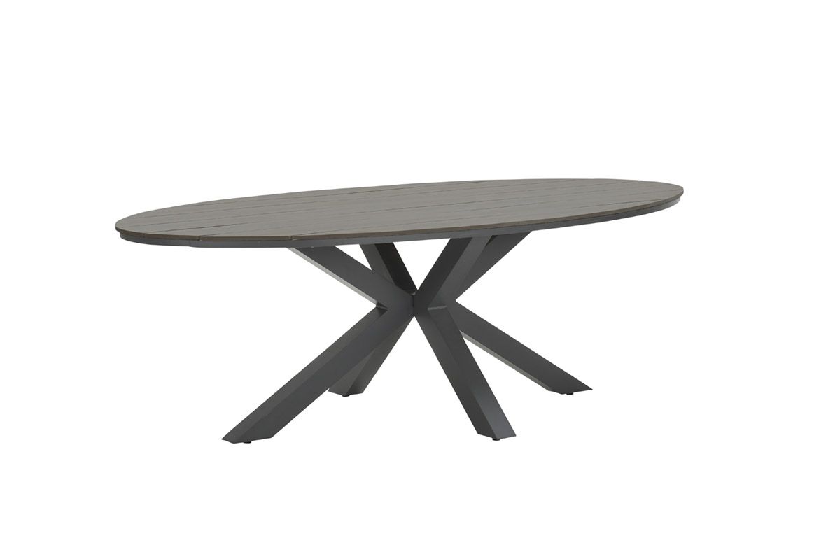 Garden Impressions Edison tuintafel - ovaal - 220 cm - grey teak Vironwood