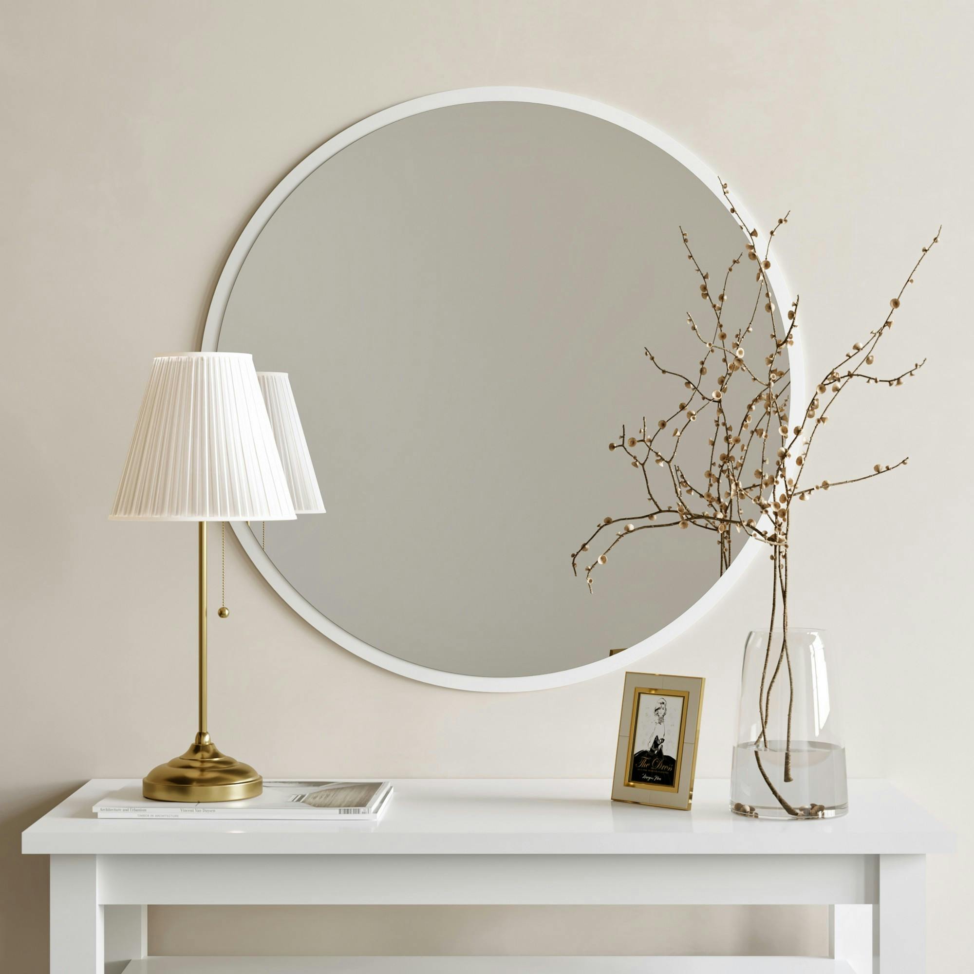 Miroir rond blanc Ø60 cm - entrée, salon CODY
