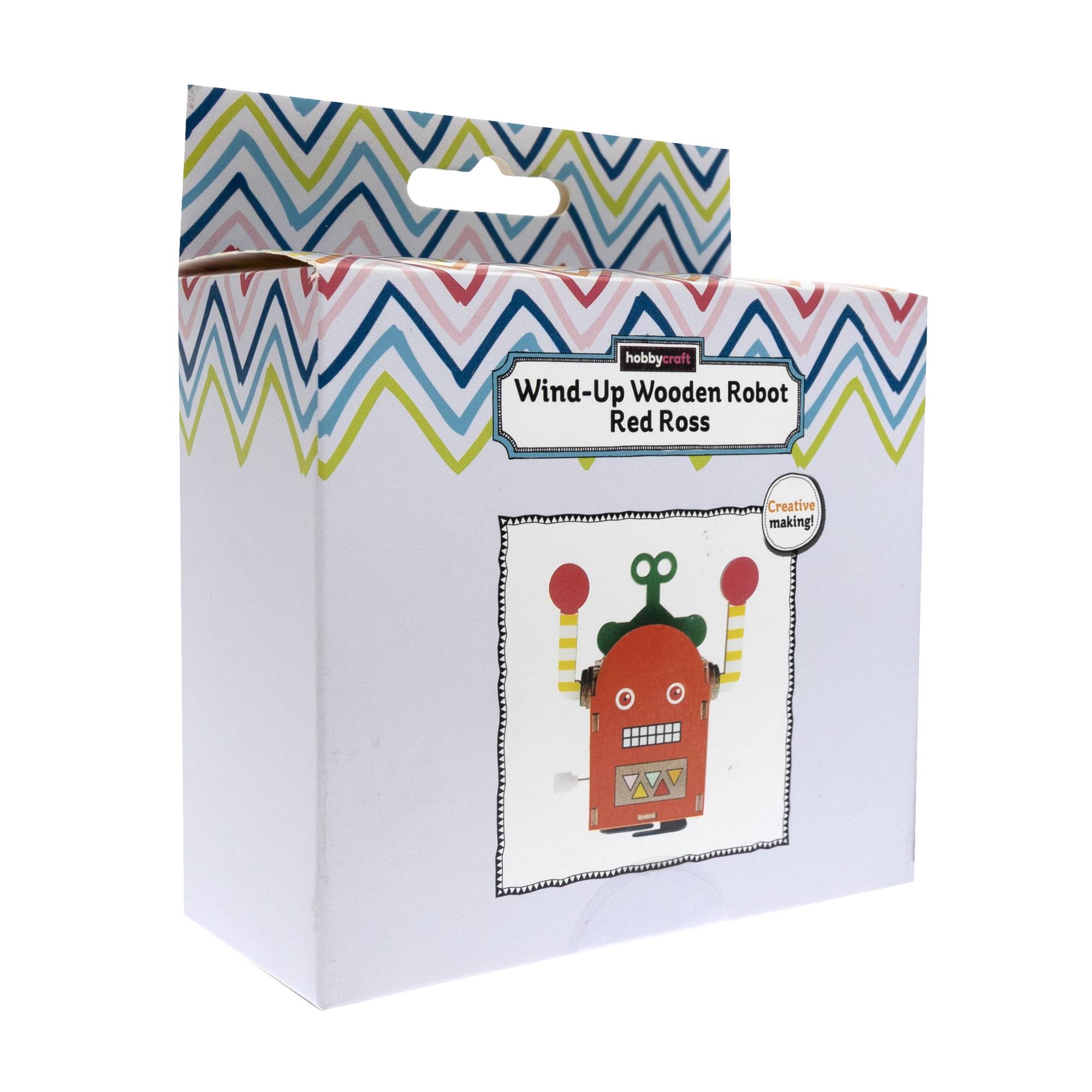 Wind-Up Wooden Robot Red Ross