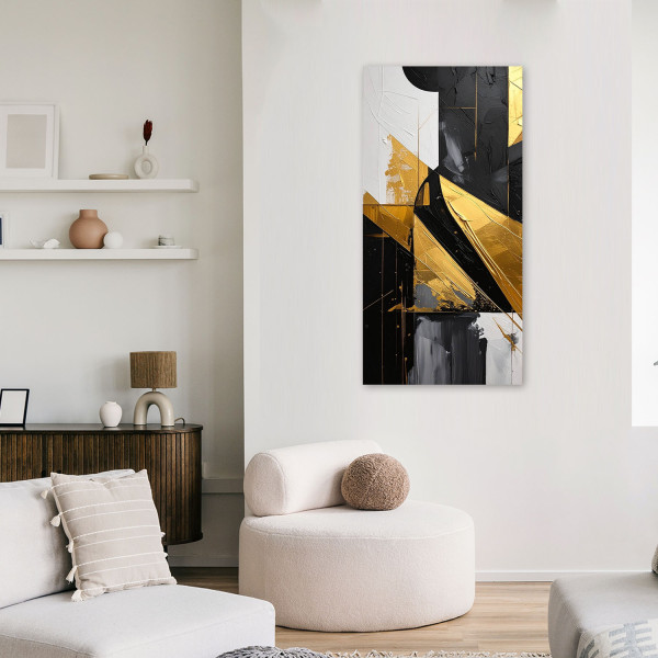 Obraz do salonu sypialni biura, Geometryczna abstrakcja złote 40x80