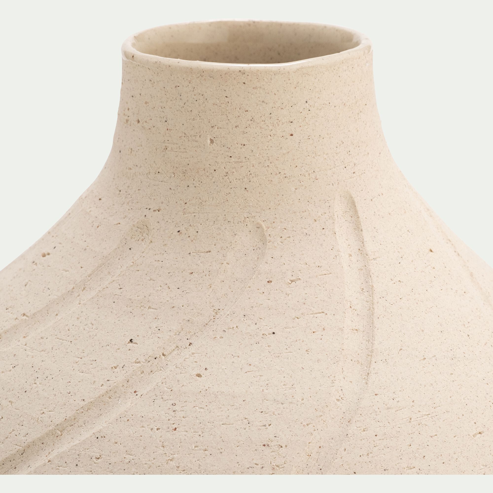 LASSITHI - Vase boule en grès H14,5cm - beige