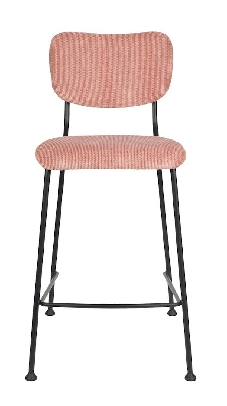BENSON - Tabouret de comptoir rétro en velours rose