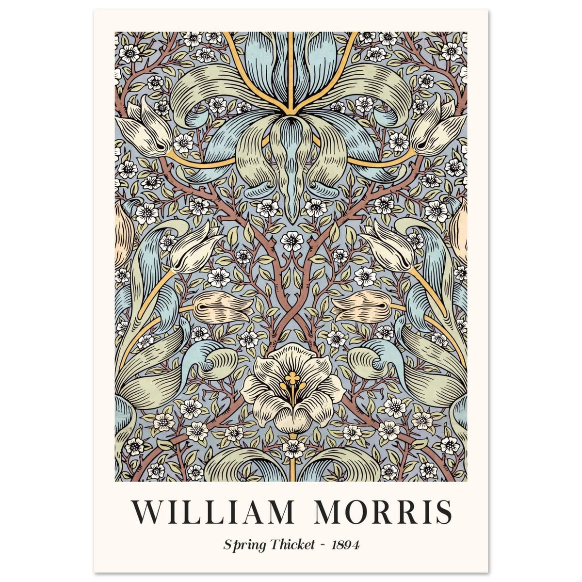 Artfulprints Poster William Morris - Spring thicket 1884  - 70x100 cm - Blauw