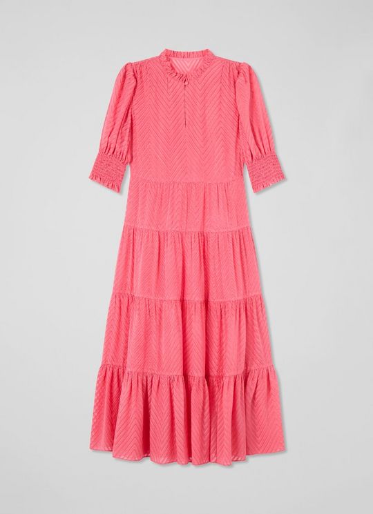 Coley Petite Softly Frilled Pink Midi Dress