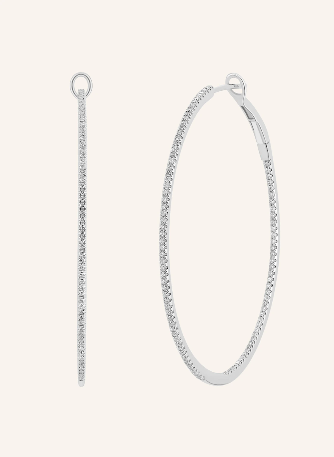 Leaf Creolen CIRCLE XL aus 18 Karat Weißgold mit Diamanten