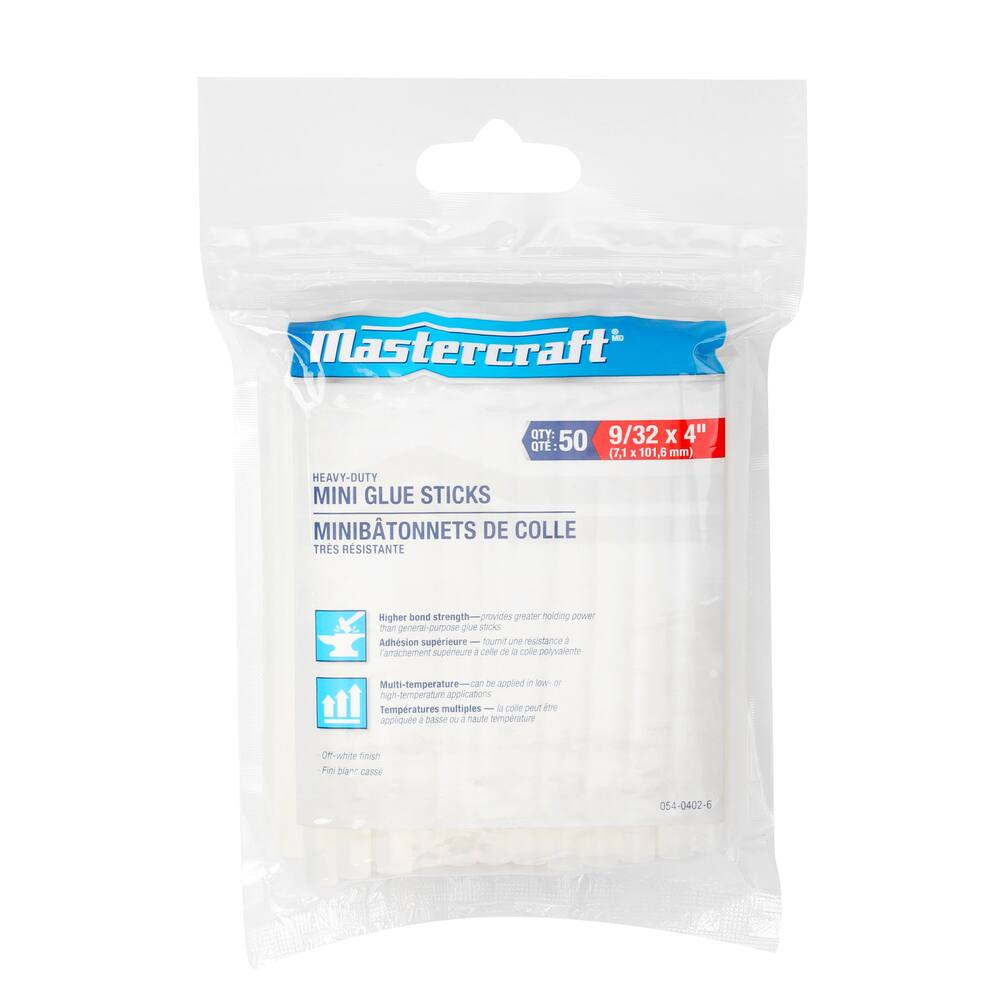 Mastercraft Off-White Heavy-Duty Hot Glue Gun Sticks, Mini Size, 4-in, 50-pk