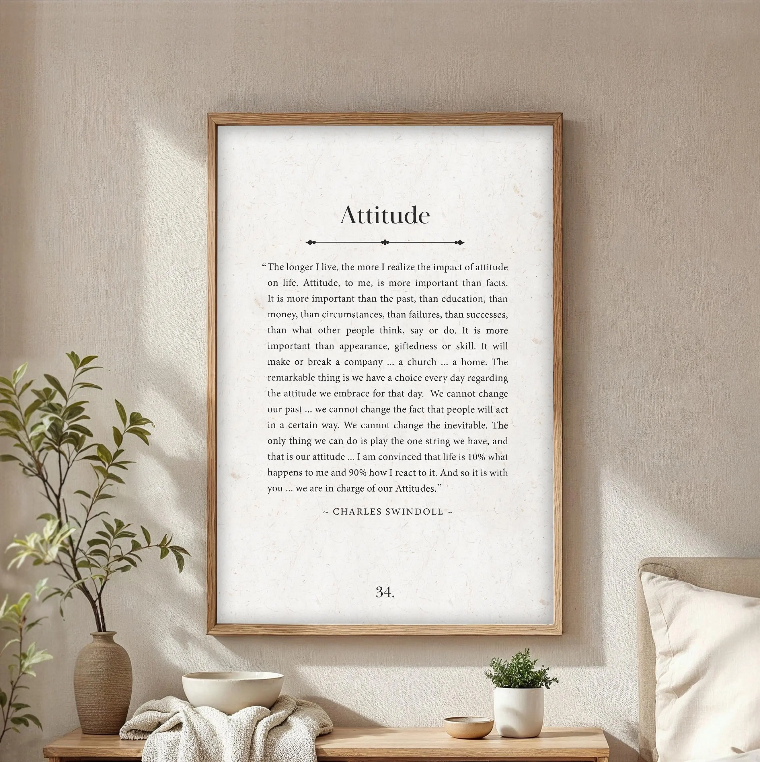Attitude Quote Print | Charles Swindoll Poster | Inspirational Wall Art | Motivational Home & Office Decor