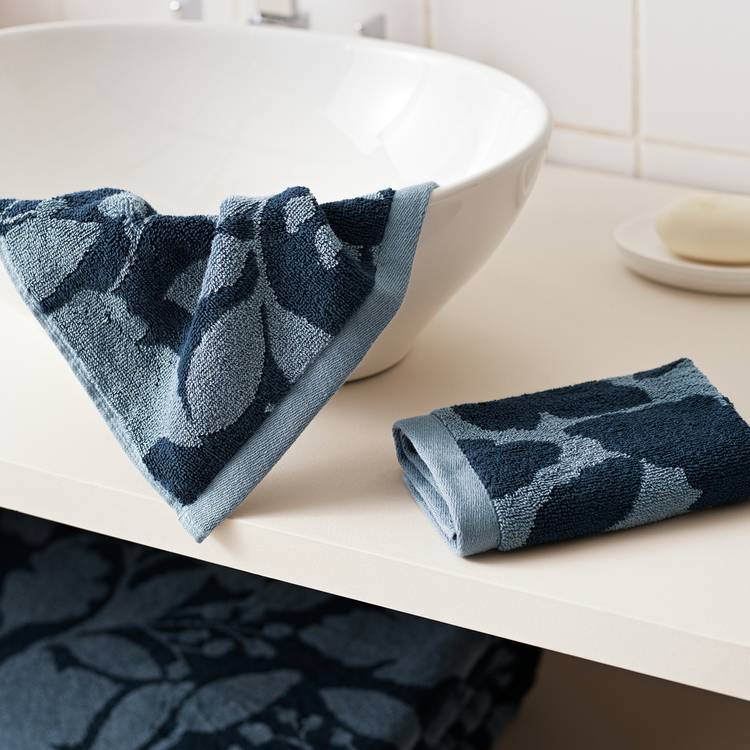 Habitat Foliage 2 Pack Face Cloth - Navy