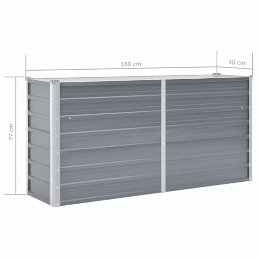 NNEVL Garden Raised Bed Galvanised Steel 160x40x77 cm Grey