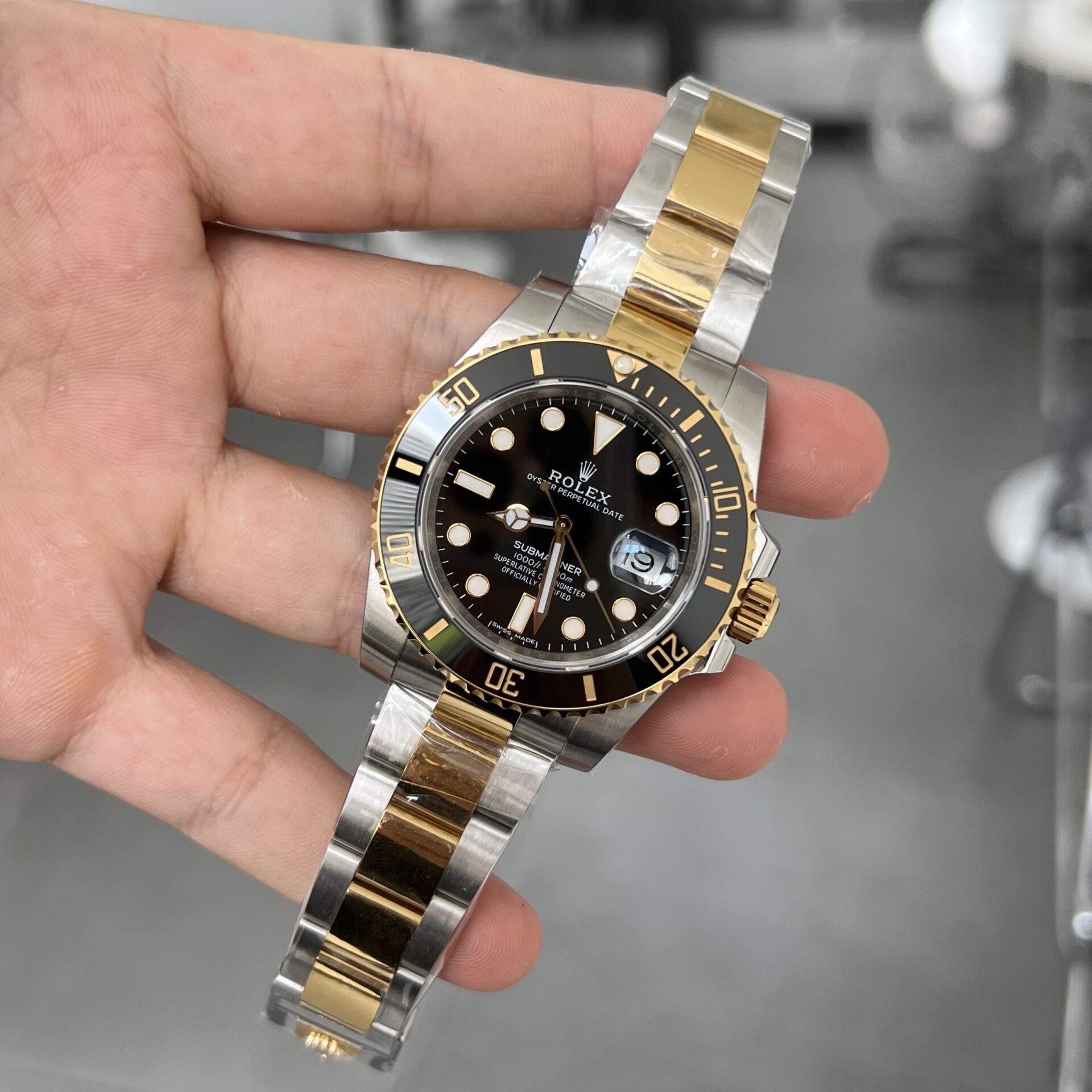Rolex Submariner SS/YG Plated Black Dial 41mm Oyster EWF Replica