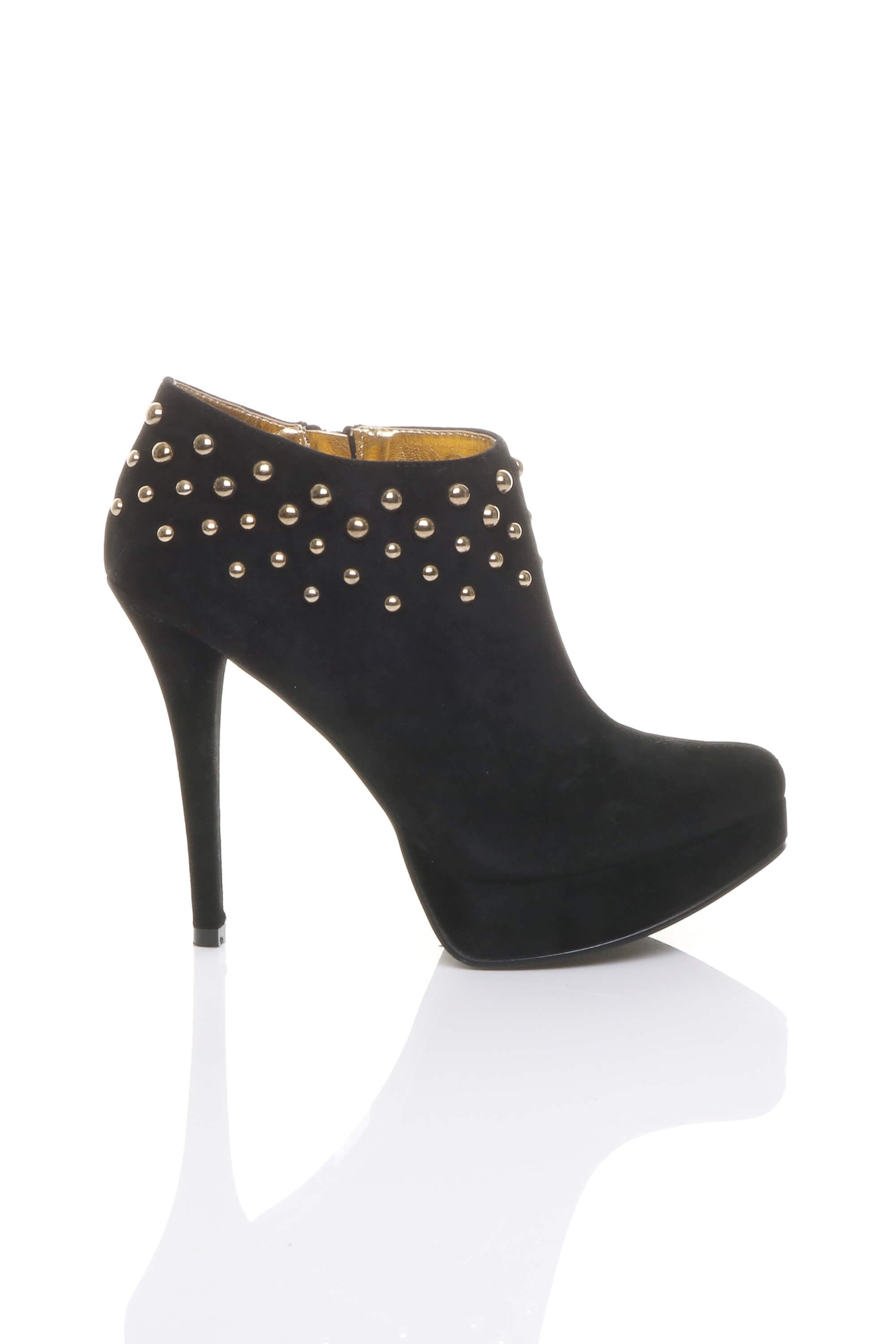 AJVANI High Heel Gold Studs Platform Booties Shoe Boots