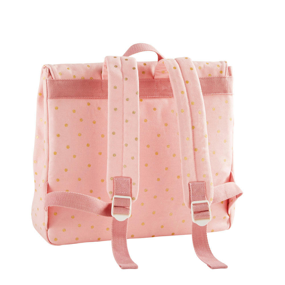 BUCOLIQUE - Cartable en coton rose à pois dorés