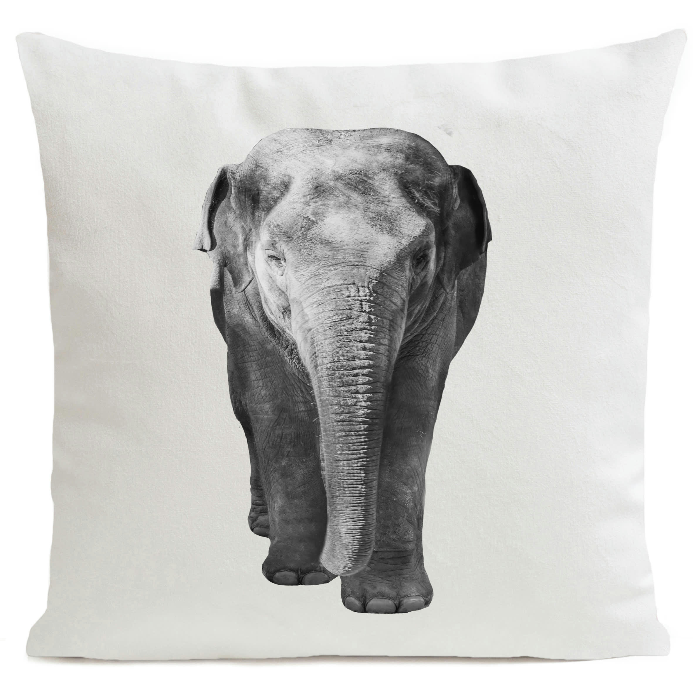 - Coussin jungle elephant suédine blanc 40x40cm