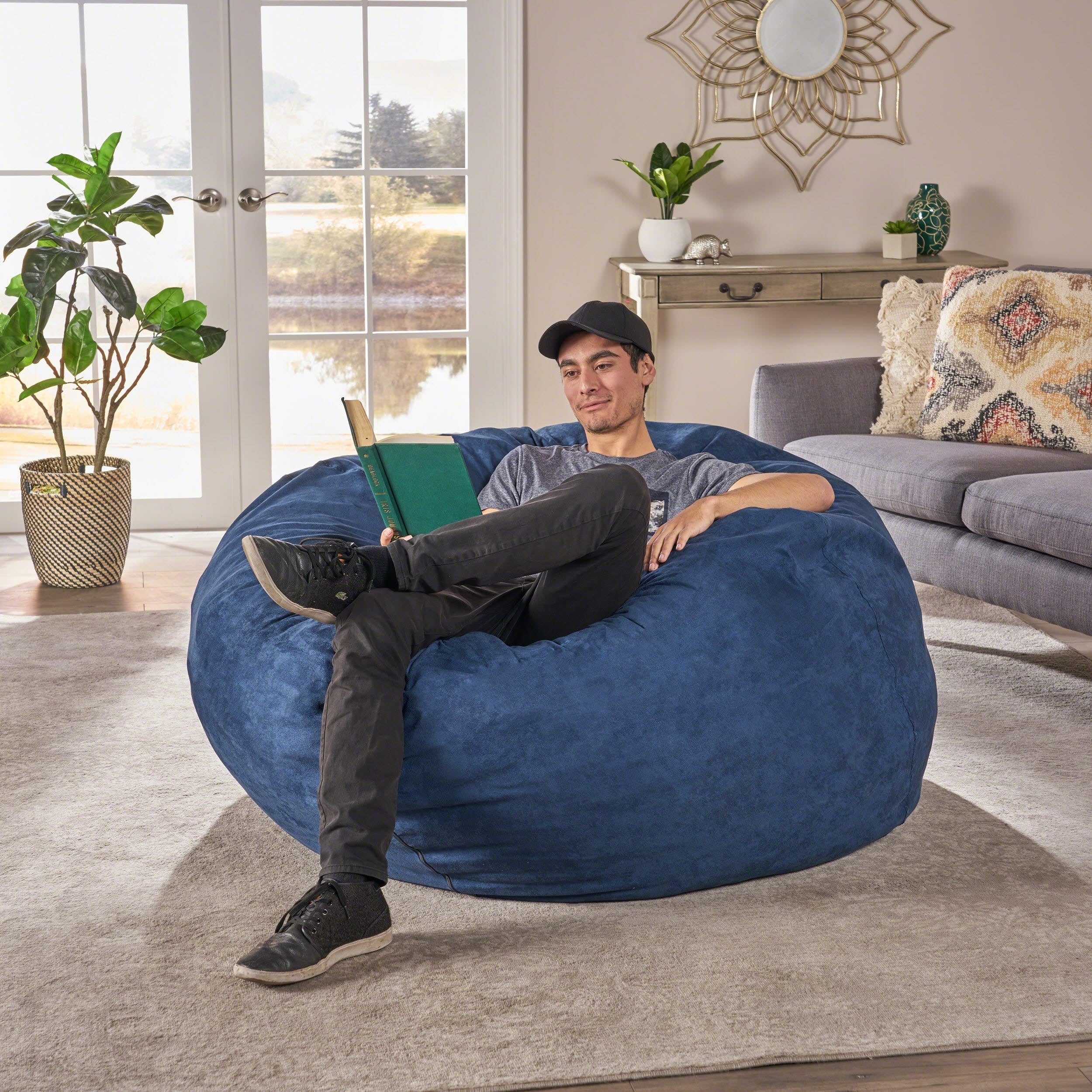Madison Faux Suede 5-foot Beanbag Chair by Christopher Knight Home
