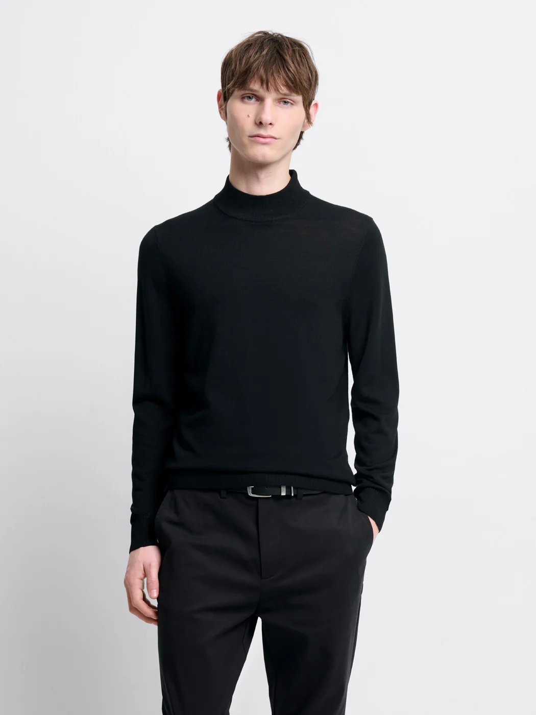 Pull col cheminée en laine Mérinos