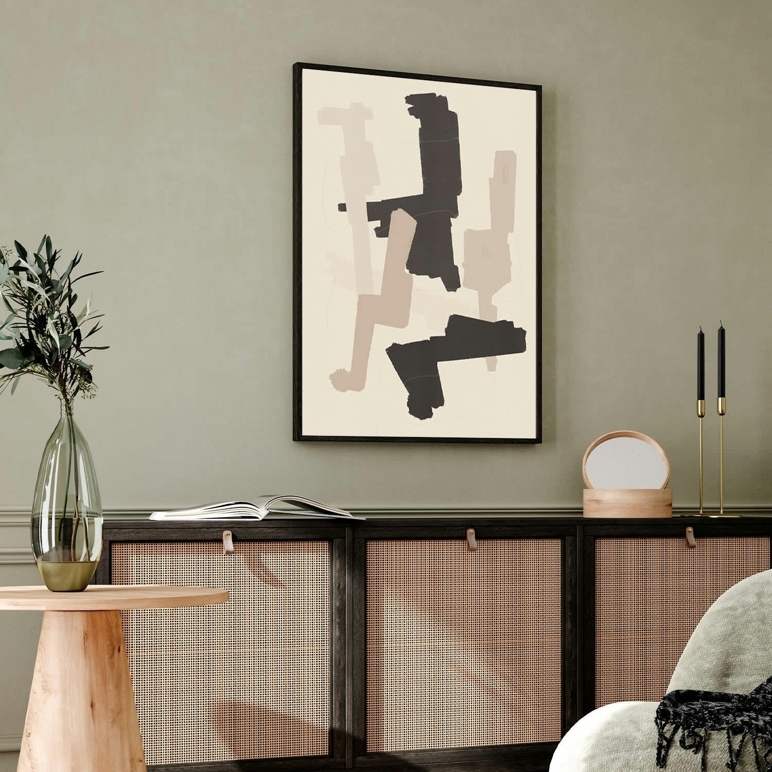 MINIMALISMO - Affiche avec cadre noir -  géométrie abstraite - 50x70