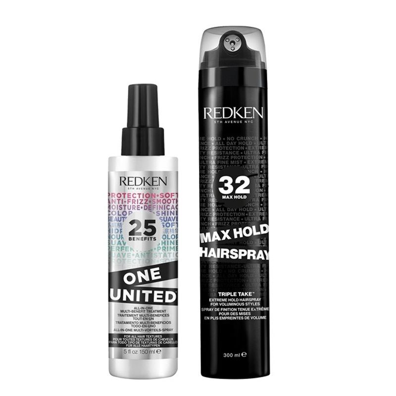Redken One United Multi-Benefit Treatment 150ml & Max Hold Hairspray 300ml Duo