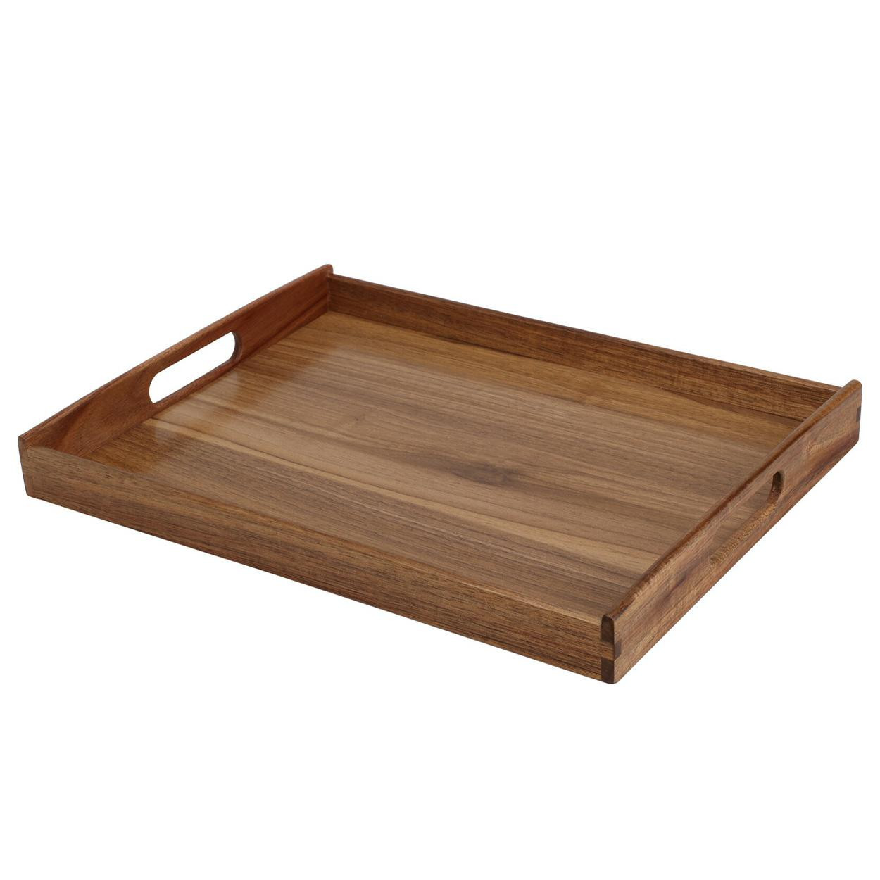 Taca drewniana z uchwytami 40x30 cm brązowa