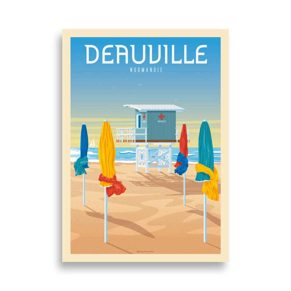- Affiche Deauville Normandie France - La Plage 50x70 cm