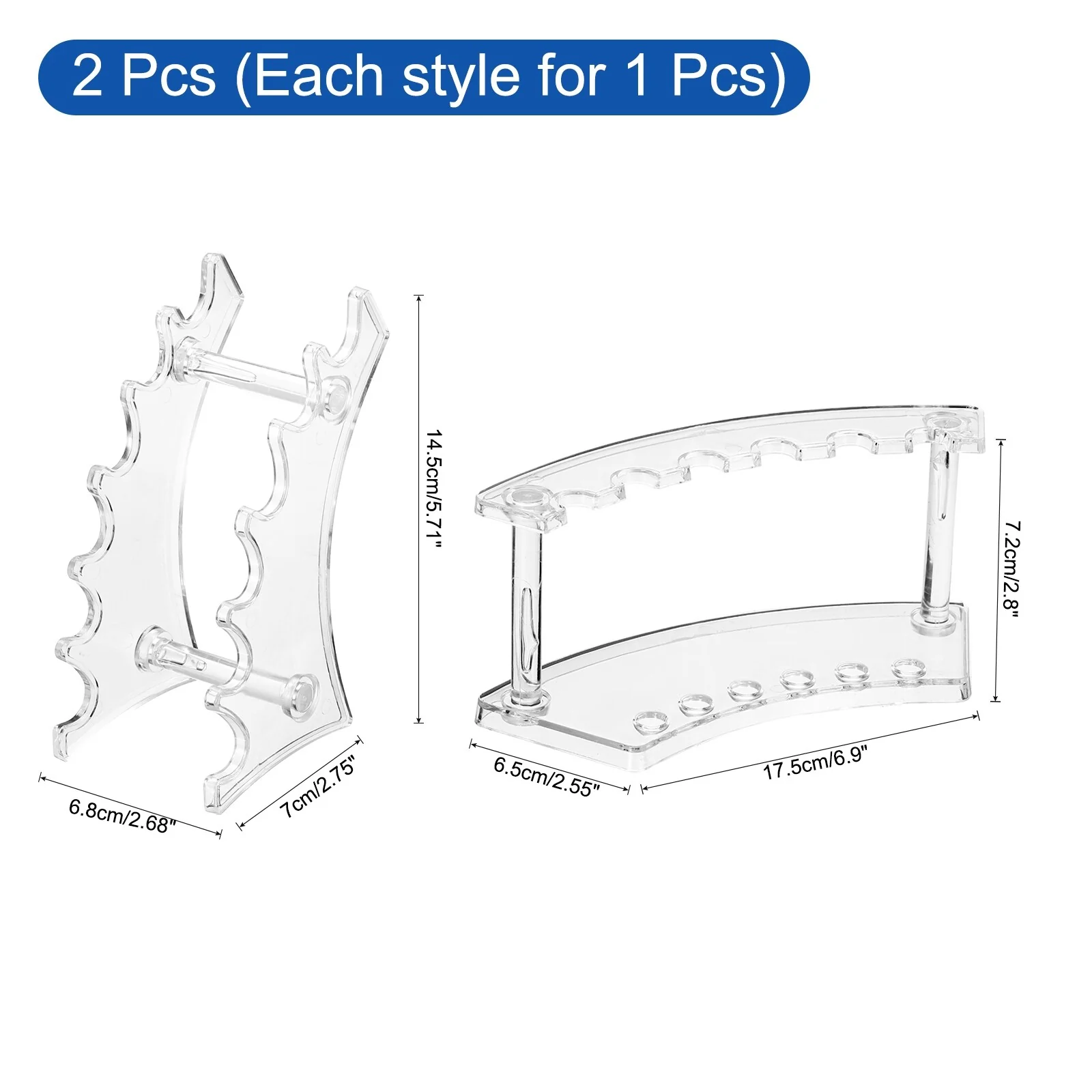 2pcs Pen Holder Stand 6-Slot Vertical and Horizontal Pen Display Stand - 17.5cm x 7cm