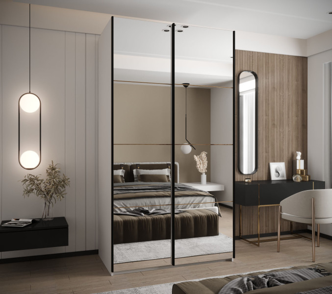 Szafa przesuwna 64 wysoka Lux 2 130 biały artisan czarny