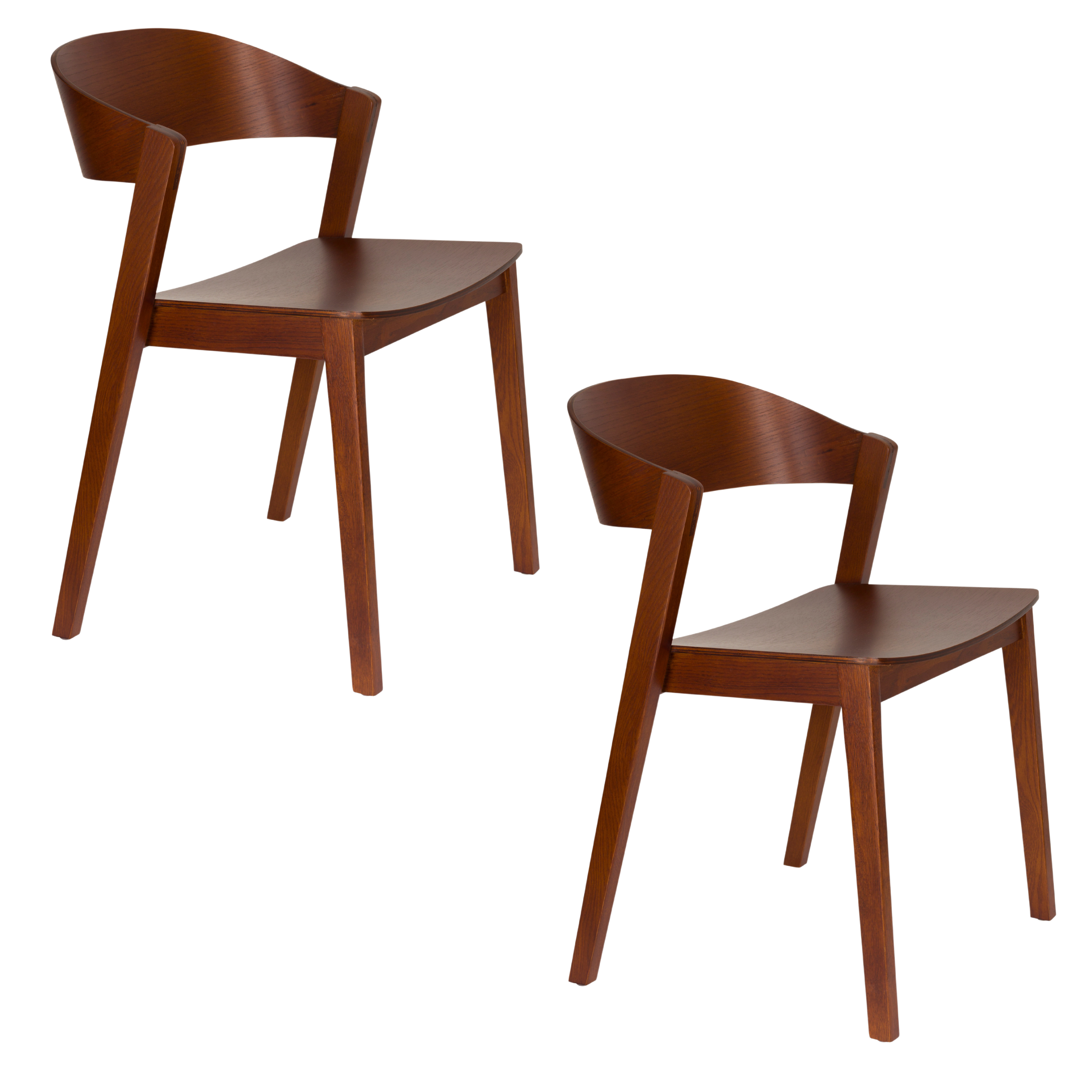 Housecraft Living Wooz Eetkamerstoelen Eikenhout Walnoot Bruin - Set van 2