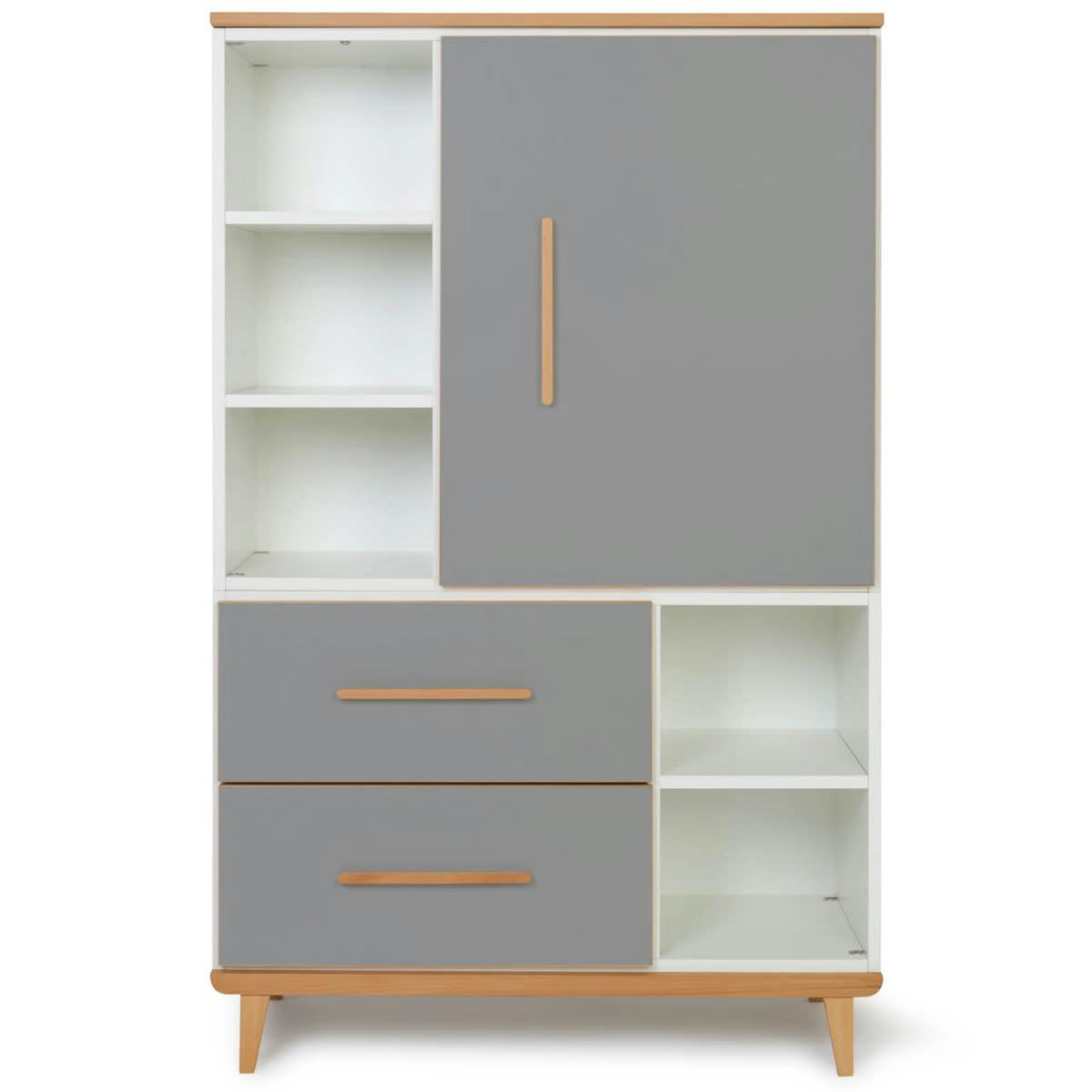 NADO - Armoire 147cm 1 porte 2 tiroirs gris ardoise