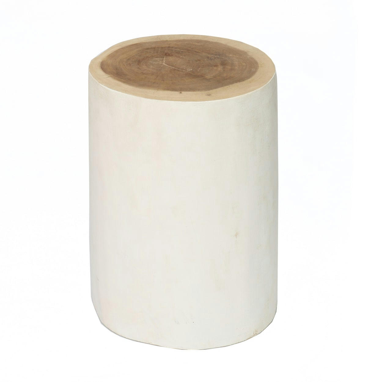 TRIBE - Tabouret en bois de teak naturel blanch