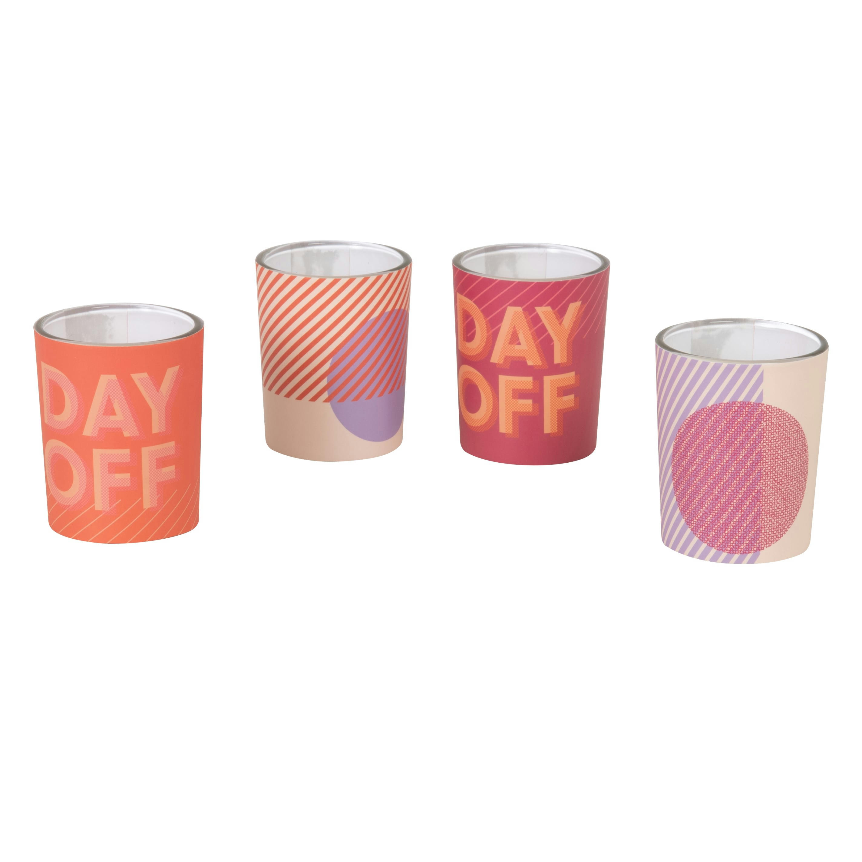 RIBEIRA - Coffret bougies lumignons parfumées (x4) en verre orange et rose