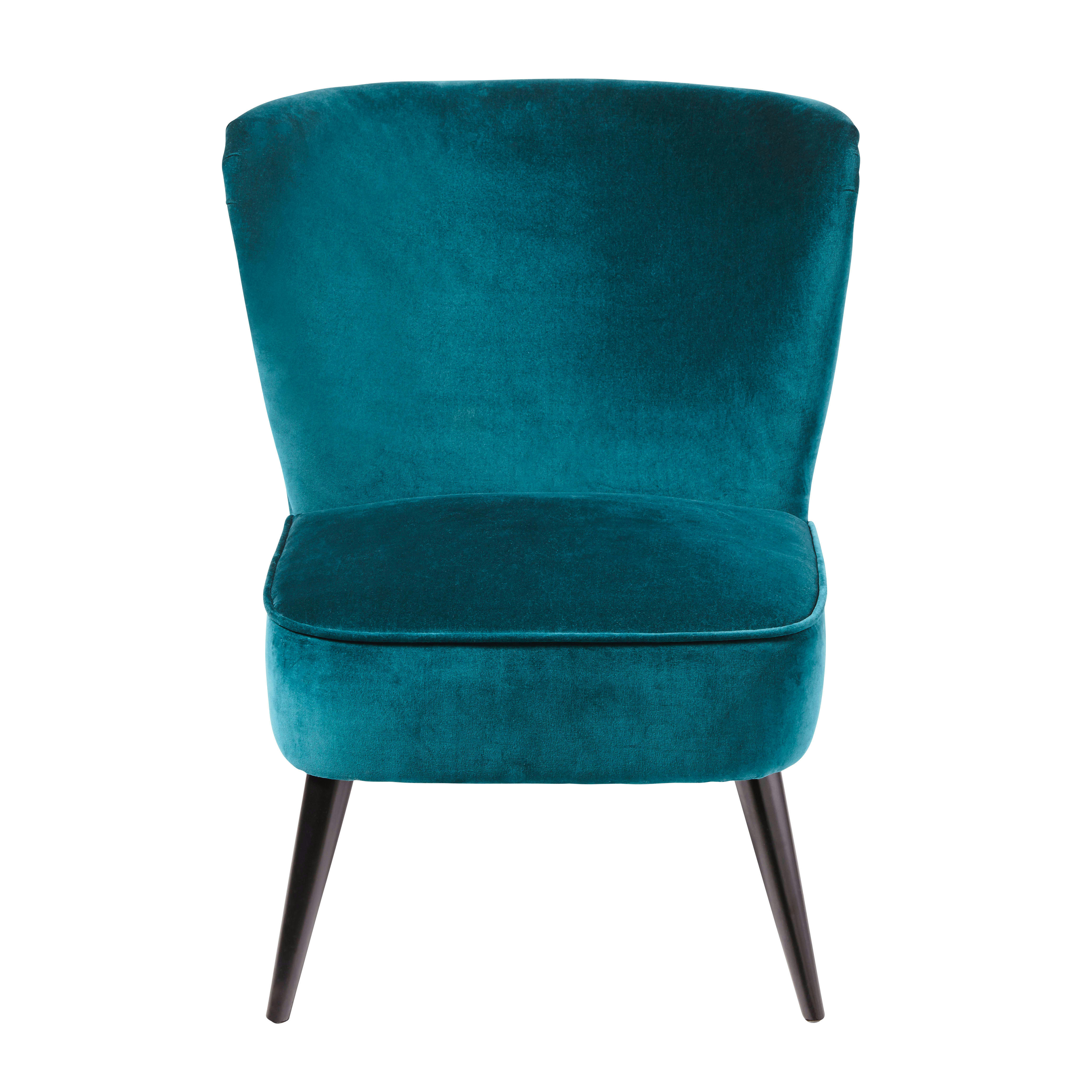 Palm - Fauteuil en velours de polyester recyclé bleu pétrole